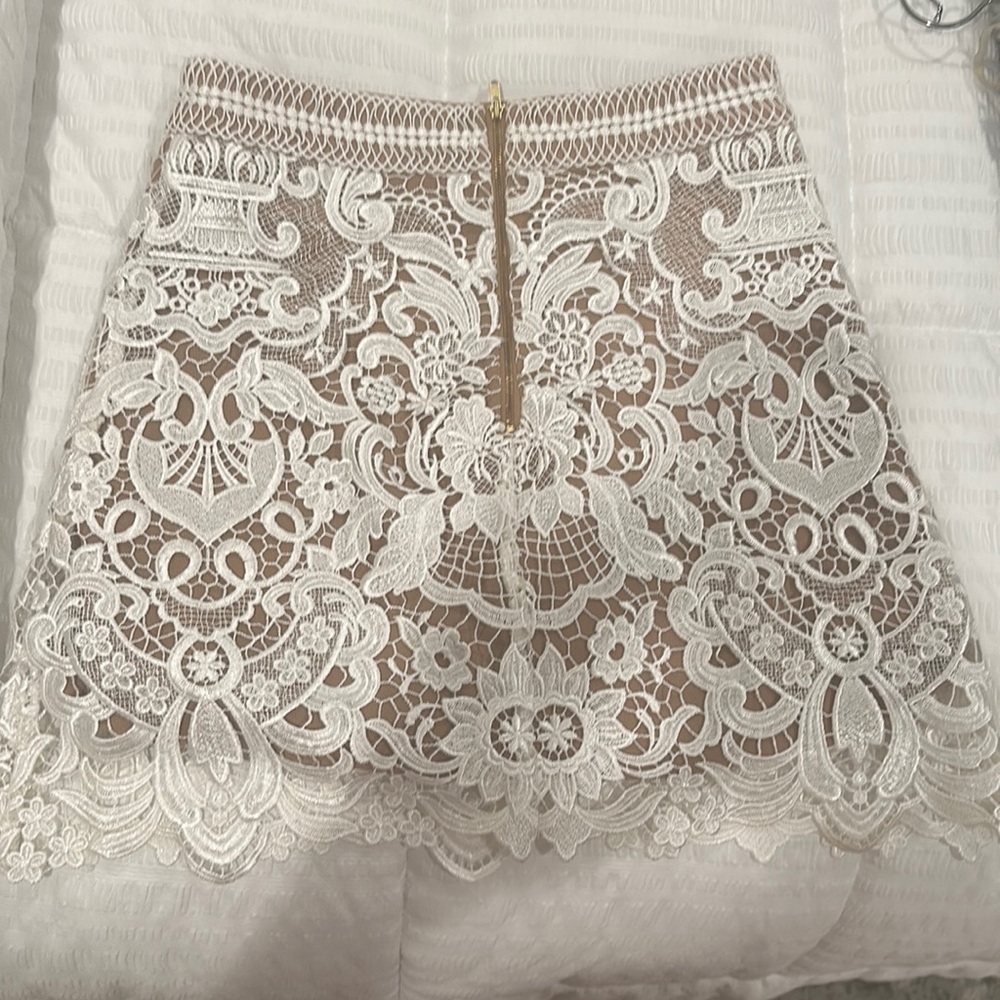 Self Portrait White & Tan Skirt Size 4